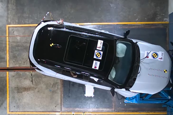 Tata Harrier EV frontal offset crash test top angle